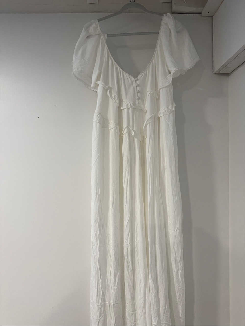 White Ruffled Maxi Dress - Lightweight Summer Dress